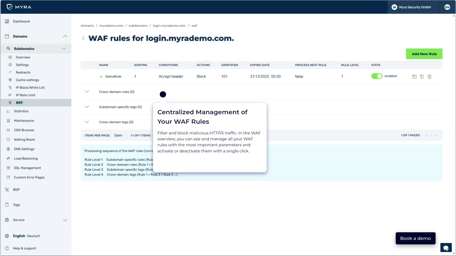 screenshot of Myra Security